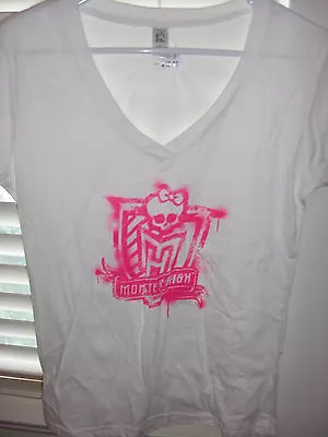 Girl's Monster High Logo - White & Pink Logo  T-shirt Size L • $9.99
