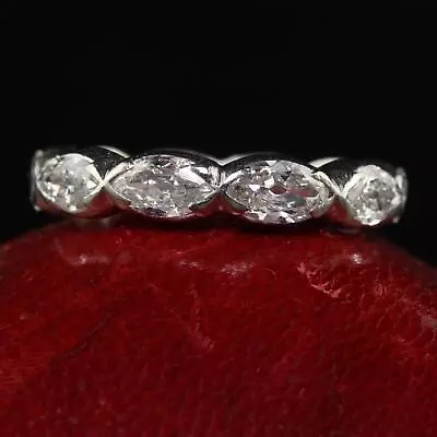 Antique Art Deco Platinum Old Cut Marquise Diamond Eternity Wedding Band • $7950