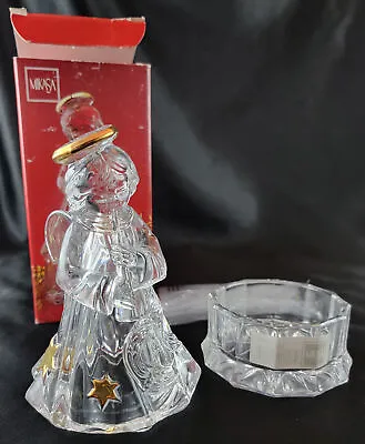 Vintage Mikasa Golden Stars Angel Covered Box Glass Figurine Playing Flute 8  • $12.95
