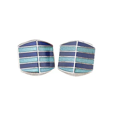 Modern English Sterling Silver & Enamel Cufflinks • $95