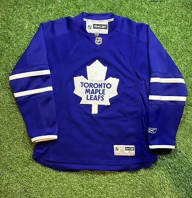 Vtg Reebok Toronto Maple Leafs Mens Sz Large Blue NHL Hockey Jersey Sewn • $21.81