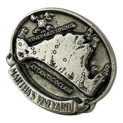 Martha's Vineyard Vintage Pewter Lapel Pin Massachusetts Travel Souvenir Gift • $18