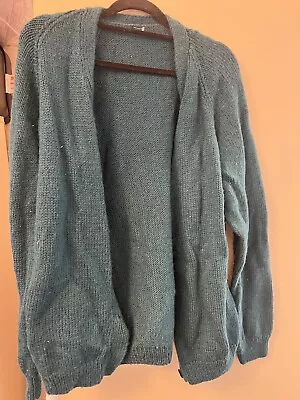 Handmade Knitted Woolen Cardigan Wool Blue Size (12-14) • $10