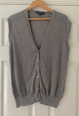 Aquascutum Mens Grey Cardigan Sleeveless V-neck Cotton Size Large • $23.98
