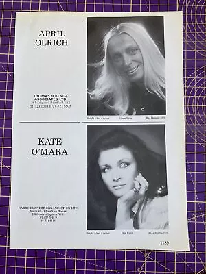 Kate O’Mara-Dynasty. Rare Original 1982/83 Acting Agency Z-page • £10