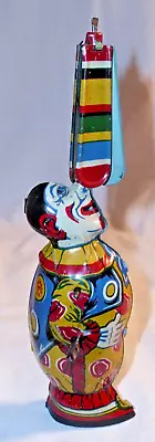 J CHEIN CLOWN WITH SPINNING PROPELLER TIN WIND UP TOY 1930s WORKS • $99.99