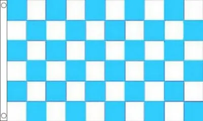 SKY BLUE And WHITE CHECKERED FLAG 5’ X 3’ Man City Manchester  Coventry Football • £6