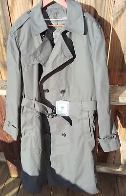 Trench Coat 44 Black Army Defense Logistics Agency DblBreasted Overcoat 44L Nwt • $25