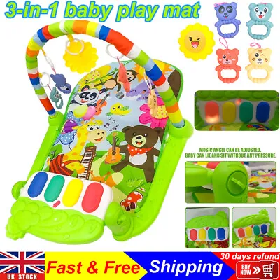 Gym Play Mat Baby Newborn Kids 3 In 1 Fitness Music Lay Fun Piano Boy Girl Gift • £17.68