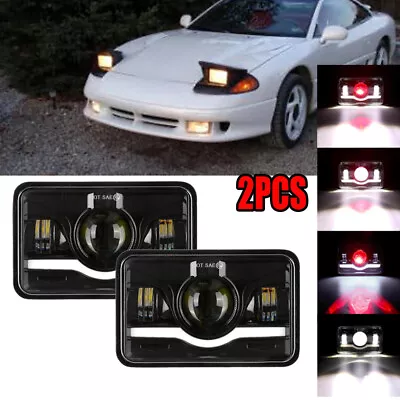 2pcs 4x6 Inch LED Headlights Hi/Lo 120W DRL Lamp For Dodge Stealth H4651 H4652 • $59.99