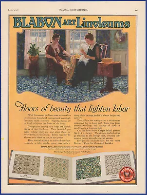 Vintage 1921 BLABON Art Linoleum Flooring Home Decor Ephemera 1920's Print Ad • $11.21
