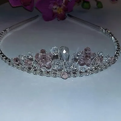 £15 • Buy Handmade Bridal Or Prom Pink Bead And Diamante Tiara