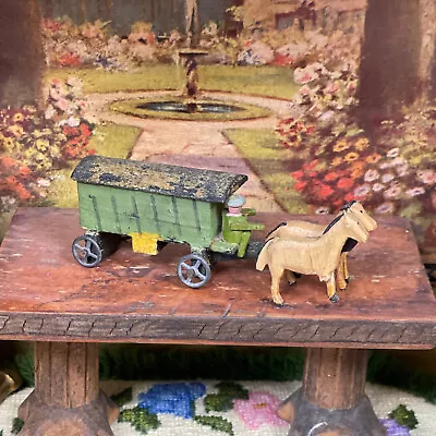 Antique Erzgebirge Putz HORSE CARRIAGE CART Miniature Dollhouse Figure Germany • $55