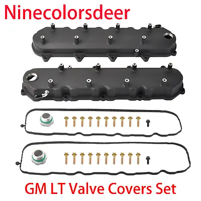 Cast Aluminum Valve Covers W/ Coil Mounts For GM LT 5.3 6.2 LT1 LT4 L83 L86 BK • $128.23