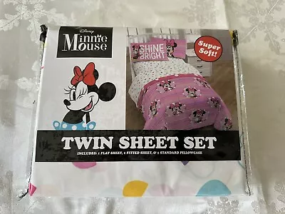 Jay Franco Disney Minnie Mouse Twin Sheet Set 3 Piece Super Soft New In Package • $20