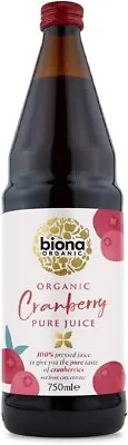 Biona Organic Cranberry Juice 750 Ml - Pure Pressed Fruit Juice - Freshly By - • £8.15