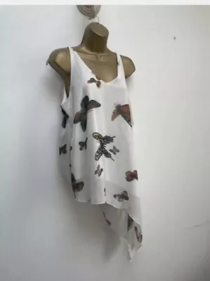 Cameo Rose Floral Chiffon Asymmetrical Top - Size 10 • £2.49