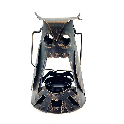 Vintage Metal Tin Owl Lantern Light Candle Holder Decoration Collectable • $24.95