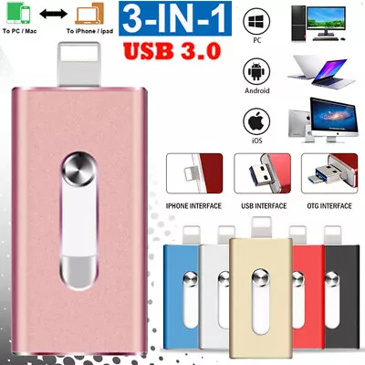 USB 3.0 OTG Flash Drive External Storage Memory Stick For IPhone 14 13 11 X IPad • £10.79