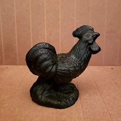 Black Coal Rooster Figurine Chicken Decor Farmhouse Vintage • $35