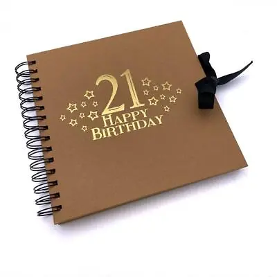 21st Birthday Brown Scrapbook Guest Book Or Photo Album With Gold Script • £14.99