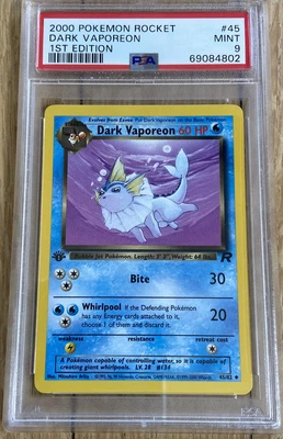 $45 • Buy 2000 Pokemon 1st Edition Rocket #45 Dark Vaporeon PSA 9 MINT