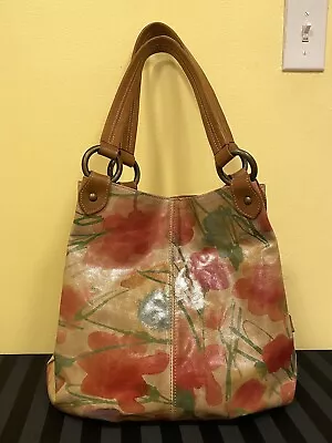 Maurizio Taiuti Handbag Floral Italian Leather Large Shoulder Bag Watercolors • $37.50