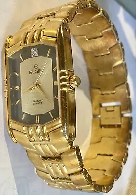 Elgin Diamond Mens Elegant Watch Runs Quartz  • $6.56