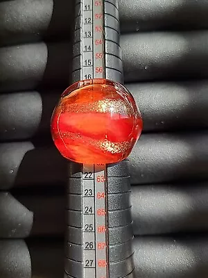 Murano Style Art Glass Dome Cocktail Ring Size 9 Red Gold  • $17.99