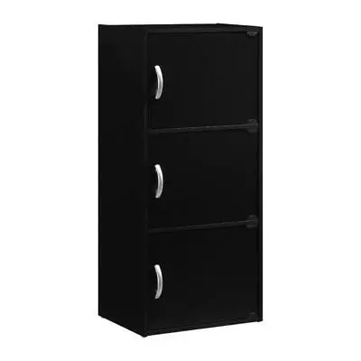 Hodedah 3-Shelf 3-Door Multi-purpose Cabinet Black • $31