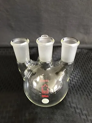 KONTES 500mL 4-Neck Glass Round Bottom Flask 24/40 10/30 Thermometer Joint • $53.99