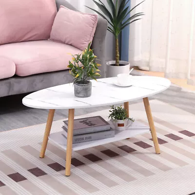 2-Tier Coffee Table White For Living Room Sofa Table With Storage Space Large • $49.99