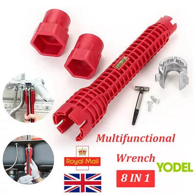 8 In 1 Multifunction Wrench Install Tap Spanner Tool Set Sink Basin Pipe Faucet • £10.79