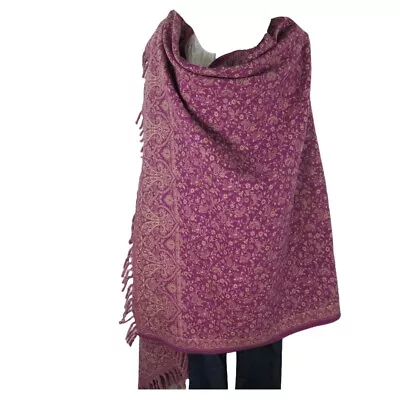 Throw/Shawl | Yak + Sheep Wool Blend | Nepal |Handmade | Paisley Design| Lilac • $42.30