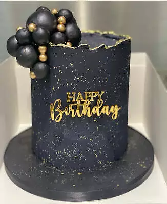 Happy Birthday Cake Charm - Gold Mirror Acrylic • £6.34