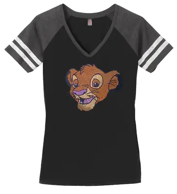 Women's Lion King Simba Disney T-Shirt Ladies Tee Shirt S-4XL Bling V-Neck • $29.99