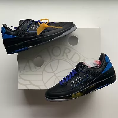 US11.5 Off-White X Air Jordan 2 Low Black Varsity Royal-DJ4375-004-FREE SHIPPING • $630