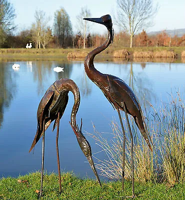 Metal Heron Garden Ornament Sculpture Art - Handmade Recycled Metal Bird • £67.95