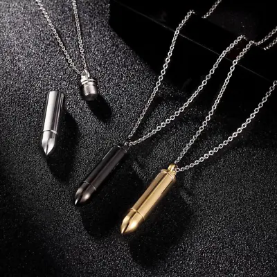 Bullet Necklaces For Human Ashes Memorial Cremation Urn Locket Keepsake Jewelry • $7.89
