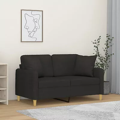 2-Seater Sofa With Throw Pillows Black 120  Fabric U5W7 • $498.99