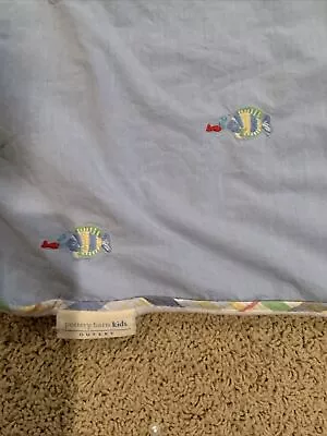 Pottery Barn Kids Velour/Cotton Big/little Fish Blanket • $27