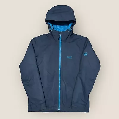 Mens Navy Jack Wolfskin Texapore Insulated Hooded Waterproof Jacket Size M H301 • £34.99