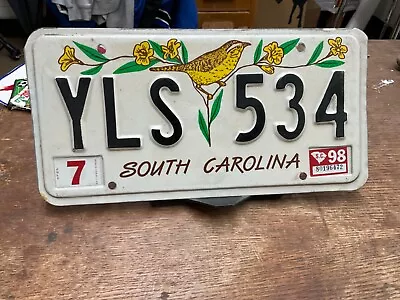 License Plate Tag South Carolina SC Wren Bird YLS 534 1998 Rustic USA • $9.25