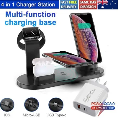 $15.54 • Buy 3in1 Qi Wireless Charger Dock Fast Charging Stand For Airpods Apple Watch IPhone
