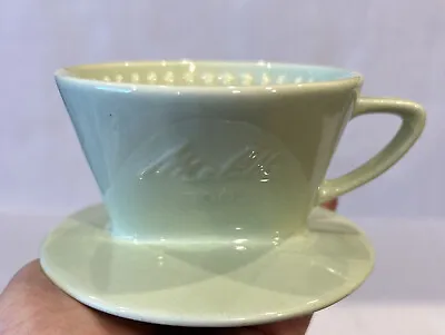 Vtg Melitta Filter Holder Cone Pour Over Coffee Maker 100 Green Ceramic 3 Hole • $44