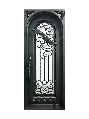 Cresson Single Front Entry Iron Door Rain Glass 38  X 82  Right Hinge Active • $1800