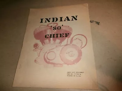 1950's Vintage Original Indian 80 Chief Motorcycle Parts List Supplement Manual • $59.99