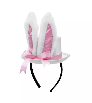 Womens White Bunny Ear Mini Top Hat Headband Easter Wonderland Costume Accessory • $13.69