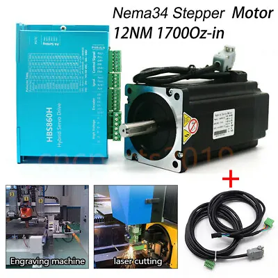 NEMA34 12Nm Closed Loop Stepper Motor Hybrid Servo Driver Kits CNC Router Mill • $429.31