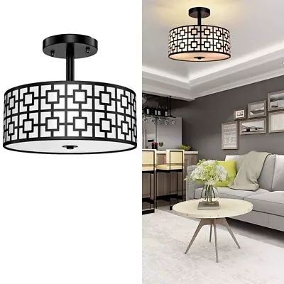 Black Ceiling Light Semi Flush Mount Bedroom Hallway Living Room Entry Hallway • $56.88